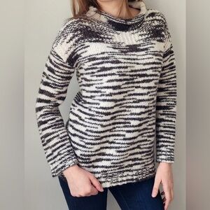 Urban Outfitters Ecote Grey White Gradient Print Mock Neck Wool Blend Sweater L